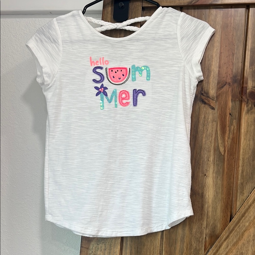 Jumping Beans White and Pink Short Sleeve Tees